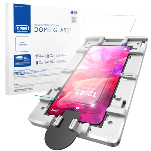 DOME GLASS Whitestone for Samsung Galaxy S25 [Perfect Full Coverage] Tempered Glass Screen Protector with a technical patent [2Pack] - size: S25