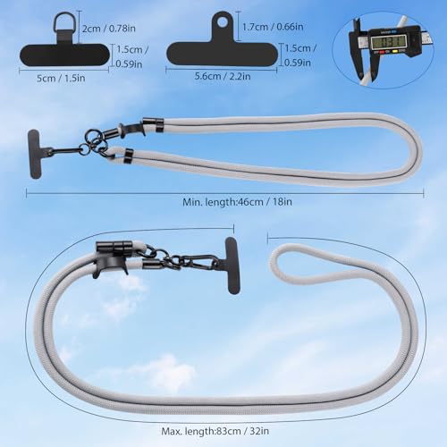 Phone Lanyard, Phone Strap Crossbody with 2 Pack Tether Tab, Adjustable Anti Theft Phone Strap for All Phones (gray) - color: Gray