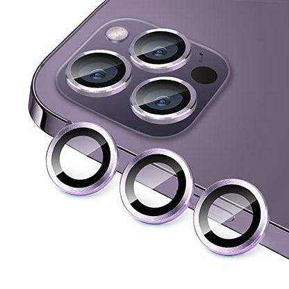 Compatible with iPhone 14 Pro / 14 Pro Max Camera Lens Protector, Anti-Scratch Lens Cover 9H Tempered Glass Metal Camera Screen Protector Shockproof Camera Ring -3 Pcs Purple - color: Purple