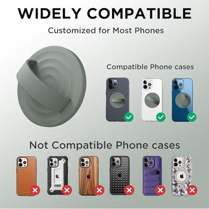 Magnetic Phone Grip for MagSafe, Silicone Ring Grip, Calke Green - color: Calke Green