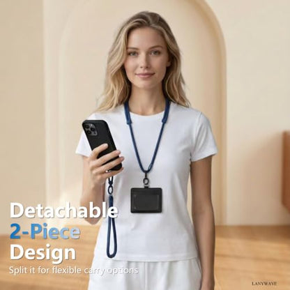 4-in-1 Phone Lanyard, Crossbody, Neck, Wrist & Finger Strap - color: Blue