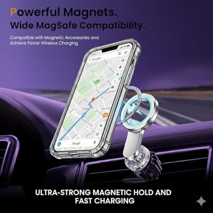 Compatible with Pack of 2 Case iPhone 13/14 Case Clear MagSafe + Clear, 2.5mm Shockproof Military Grade Drop Protection, Hard Transparent Anti Yellowing Back - color: Clear MagSafe + Clear, size: IPHONE 13/14