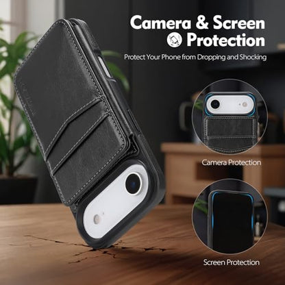 SkyEagle Compatible with MagSafe iPhone 17 Air Case Wallet,Black | Magnetic Clasp,RFID Blocking,PU Leather,Flip Folio Shockproof Phone Cover,with Credit Card Slots & Kickstand for Men & Women - color: Black, size: iPhone 17 Air - 6.5"