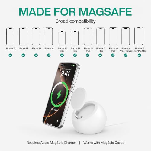 Wireless Charger, MagSafe Charger Stand, Phone Stand for Desk, White - color: White