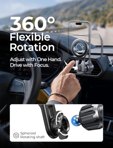 LISEN for MagSafe Car Mount, Magnetic Phone Holder for Car Vent Phone Mount, Super Magnetic Car Phone Mount, Air Vent Hands Free Phone Mount, Gifts Car Phone Holder Magnetic for iPhone 17 Pro Max 16 - color: Black