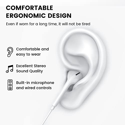MOSWAG Wired Earbuds with Microphone, 3.5mm Jack in-Ear Headphones, White - color: White, size: 1 pack