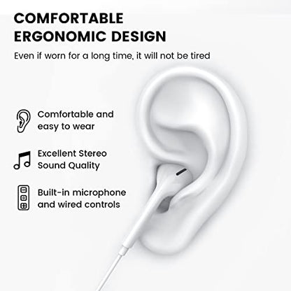 MOSWAG Wired Earbuds with Microphone, 3.5mm Jack in-Ear Headphones, White - color: White, size: 1 pack