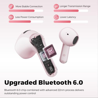 SoundPEATS Air6 HS LDAC Hi-Res Wireless Earbuds, Bluetooth 6.0, 13mm Driver - color: Pink