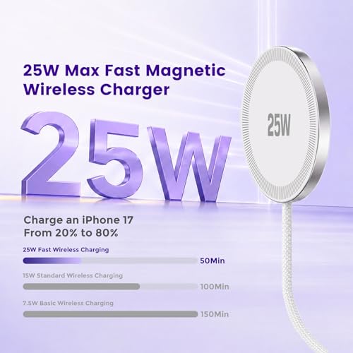 MagSafe 25W Wireless Charger for Apple Magnetic Fast Charging Pad - color: 2White