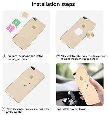 Cute Replacement Metal Plates Set 4 Pack for Magnetic Phone Holder. Kit of 4 Mix Round Discs Without Holes for Car Mount, Phone Case Back. Strong Circular 3M Adhesive Cell Phone Magnet Stickers. - color: MIX