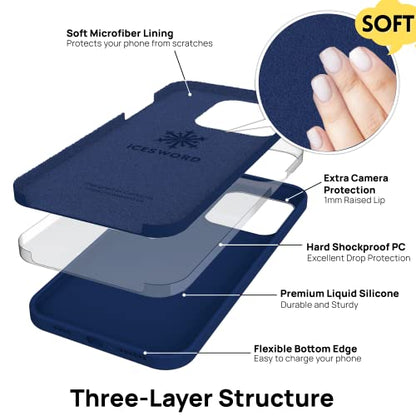 IceSword Compatible with iPhone 16 Plus Case Blue Navy Royal, Silicone Phone Case Cover Thin Slim Full Body Protective, Soft Neutral Premium Gel Anti Scratch[Shockproof] 6.7 inch 16Plus - Blue - color: Blue, size: iPhone 16 Plus (6.7 inch)