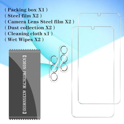 BIGFACE Galaxy A17 Tempered Glass Screen Protector + Camera Lens Protector [2 + 2 Pack][Case Friendly][Anti-Scratch][Ultrasonic Fingerprint Unlock] HD Protective Film for Samsung Galaxy A17 - size: Galaxy A17(6.7")