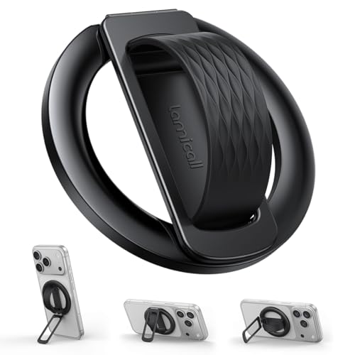 Lamicall Magnetic Phone Grip for MagSafe - Ultra Soft Finger Silicone Loop - color: Black - Zinc Alloy - Silicone Grip
