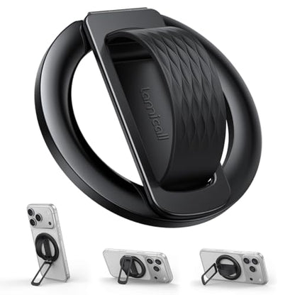 Lamicall Magnetic Phone Grip for MagSafe - Ultra Soft Finger Silicone Loop - color: Black - Zinc Alloy - Silicone Grip
