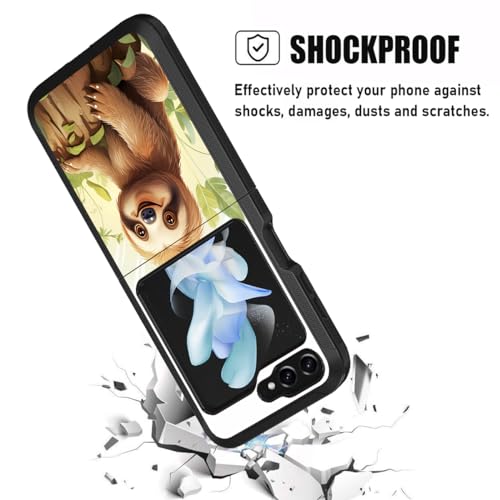 for Samsung Galaxy Z Flip 5 Case, Heavy Duty Dual Layer Hybrid Military Grade Shockproof Drop Folding Protective Cover for Samsung Galaxy Z Flip 5 5G 2023, Cute Sloth - color: Cute Sloth