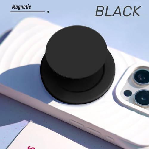 Cell Phone Accessory Compatible with Magsafe Magnetic Black Collapsible Mobile Phone Grip Stand Holder for Smartphone Tablet