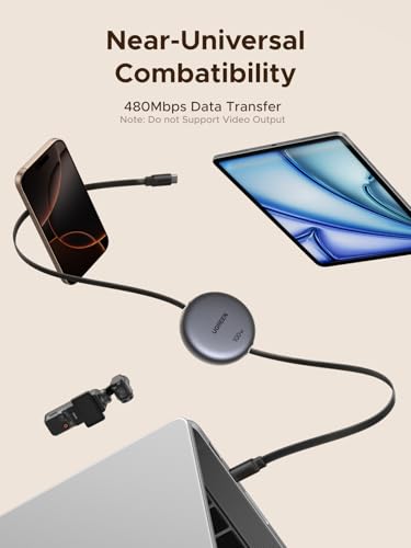UGREEN 100W Retractable USB C Cable, Fast Charging, Black, 3.3ft - color: Black