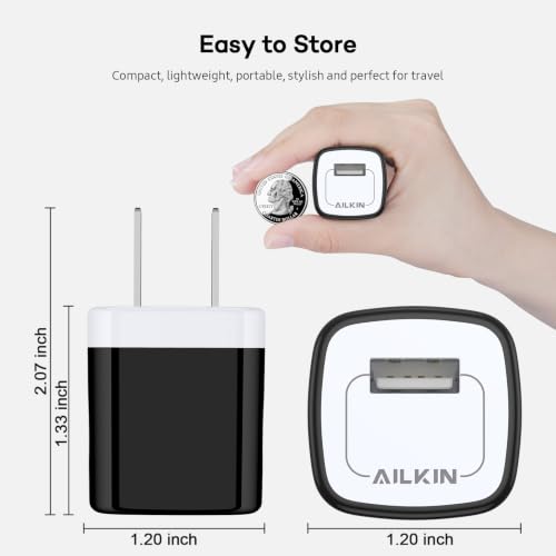 5 Pack USB Outlet Plug, Charger Block, Single Port USB-A Wall Charging Cube - size: 6ft, style: USB Wall Charger