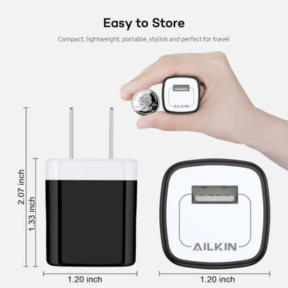 5 Pack USB Outlet Plug, Charger Block, Single Port USB-A Wall Charging Cube - size: 6ft, style: USB Wall Charger
