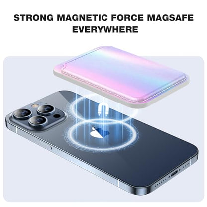 miracase for MagSafe Wallet, Magnetic Card Wallet Holder, Compatible with MagSafe Wallet, 3-Card Holder, for iPhone 15/14/13/12 Series,Rainbow - color: C-Rainbow, style: Basic Wallet