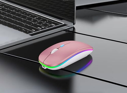 WREANU Wireless Bluetooth Mouse, Rechargeable Laptop Mice, Rose Gold - color: Rose Gold Wireless Bluetooth Mouse