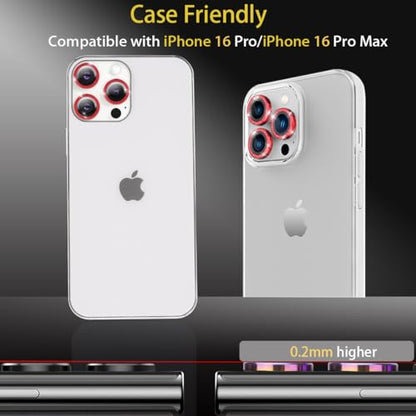 Camera Lens Protector for iPhone 16 Pro/16 Pro Max, Glitter Red - color: Glitter Red