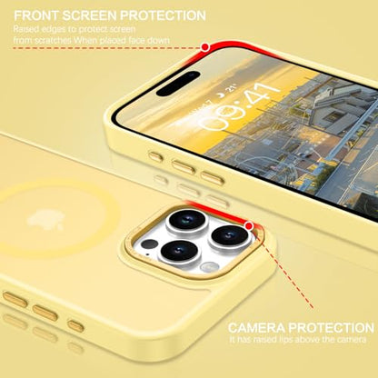 BENTOBEN Magnetic for iPhone 16 Pro Max Case,(Compatible with MagSafe) (Military Grade Drop Protection) Slim Translucent Matte Shockproof with Anti-Fingerprint Phone Case 6.9",Yellow - color: Yellow