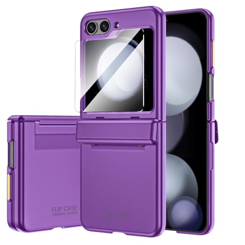 GooseBox for Samsung Galaxy Z Flip 5 Case with Screen Protection, Flip z 5 Slim HD Clearly Protective Case with Hinge Protection & Full Body Rugged Cover Ultra Thin Case for Galaxy Flip 5 (Purple) - color: Flip5-Purple