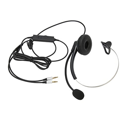 Single-Ear Wired Headset with Noise Cancelling for HD Crystal Clear Calls in Call Center Office (Dual 3.5mm Interface) - size: Duale 3,5-mm-Schnittstelle