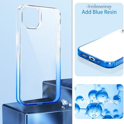 JJGoo Compatiable with iPhone 15 Plus Case Clear, Transparent Shockproof Phone Case, Slim Anti-Scratch Hard PC Back Protective Cover Bumper, Gradient Blue - color: Gradient Blue
