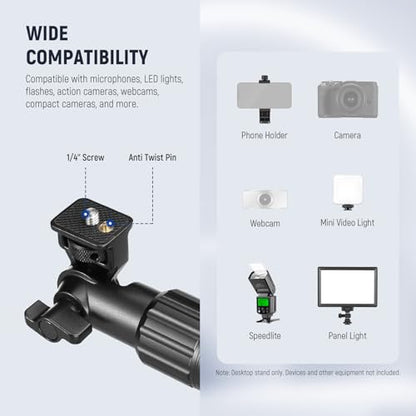 NEEWER Overhead Camera Mount with Phone Clip - style: DS009(2-Section)