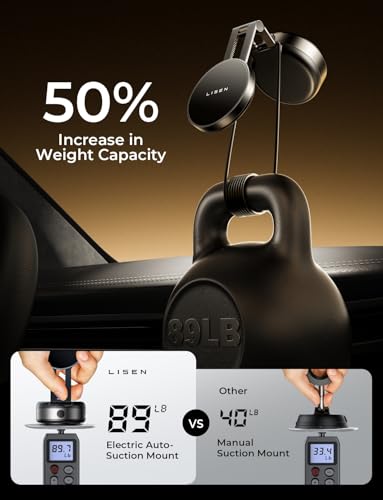 LISEN for iPhone 18 Pro Max Electric Suction Cup Phone Mount, Vacuum Electric Suction Cup Phone Mount, for MagSafe Magnetic Suction Mount for iPhone Duo 18 17 16/15/14/13/12 Pro Max, Black Kits - color: silver