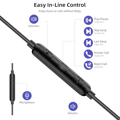 APETOO USB C Wired Earbuds for iPhone 18 Pro 17 16 15 Volume Control Blue - color: Blue