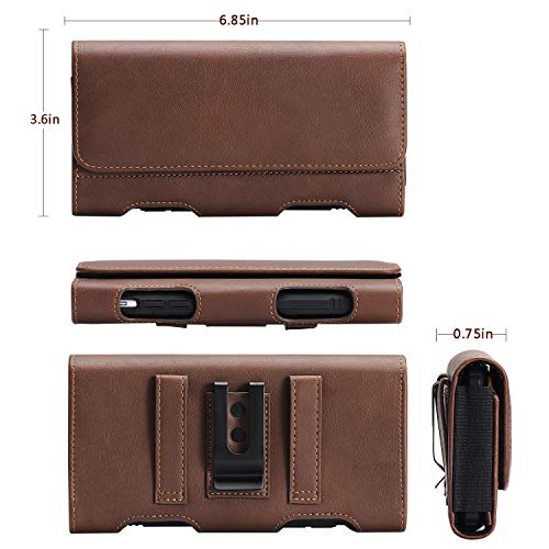 BECPLT for Galaxy S25 Ultra S24+ S23 Ultra Holster Leather Carrying Cell Phone Holder Belt Clip Holster Case Pouch Brown - color: Brown-Leather, size: XL (6.85" x 3.6" x 0.75")