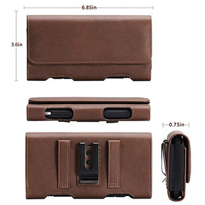 BECPLT for Galaxy S25 Ultra S24+ S23 Ultra Holster Leather Carrying Cell Phone Holder Belt Clip Holster Case Pouch Brown - color: Brown-Leather, size: XL (6.85" x 3.6" x 0.75")