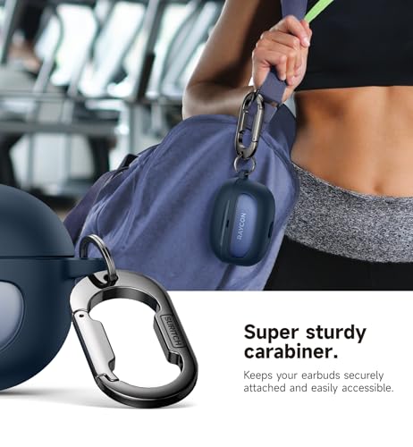 SURITCH Case for Raycon Everyday Earbuds (2024 Edition), Shockproof Magnetic Case for Raycon Bluetooth True Wireless in-Ear Buds Headphones, Protective Cover with Magnetic Lid Lock & Carabiner, Navy - color: Navy