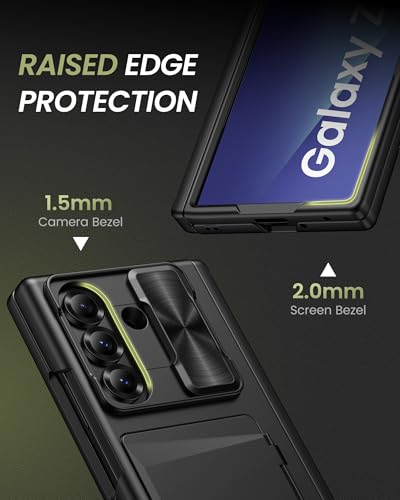 for Samsung Galaxy Z Fold 7 Case, Stand & Card Holder, 2025, Black - color: Black-Z