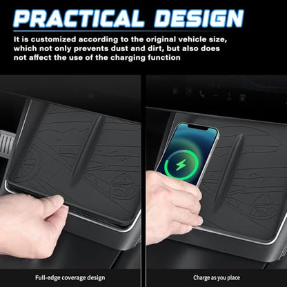 Center Center Wireless Charger Silicone Cover Designed for Tesla Model Y Juniper 2025-2026,Anti-Slip Silicone Mat for Model Y Juniper Center Console