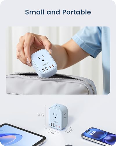 LENCENT Multi Plug Outlet Extender with USB C, Electrical Outlet Expander - color: Blue