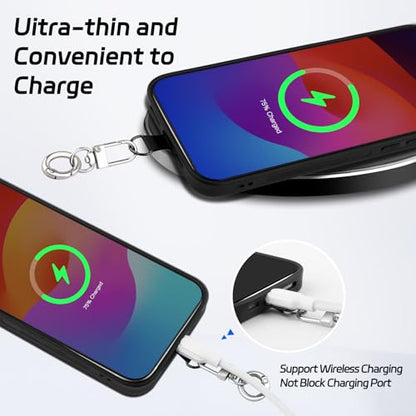 KITANIS Tether Tab, 10 Pieces Universal Phone Lanyard Patch Without Adhesive with 20 pieces Swivel Lanyard Snap Hook,Phone Strap Replacement Part for All Full Phone Cases(Black) - color: Black+spring Ring
