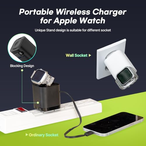 65W Retractable USB-C PD Charger with Built-in Apple Watch Charger - color: Black