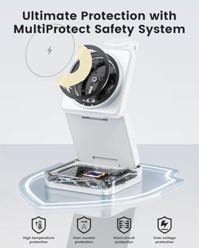 3 in 1 Wireless Charging Station Magnetic Wireless Charger,Portable Foldable Travel Essential with Nightlight Fast Charger Stand for iPhone 17 Pro Max/17 Pro/17Air/17/16/15/14/13,AirPods&Apple Watch - color: White