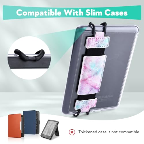 Secure Hand Strap for Kindle and Tablet - High Elasticity Finger Grip Holder Accessories for 6-8 Inches E-Book Tablet. - color: Coloured Marble