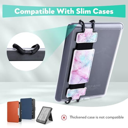 Secure Hand Strap for Kindle and Tablet - High Elasticity Finger Grip Holder Accessories for 6-8 Inches E-Book Tablet. - color: Coloured Marble