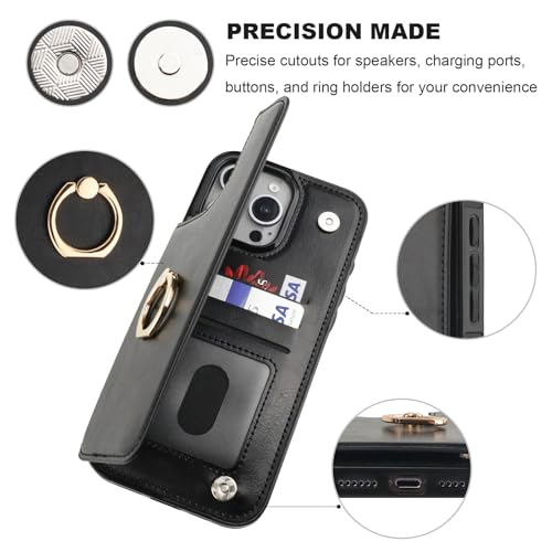 ONETOP for iPhone 16 Pro Max Wallet Case with Credit Card Holder,Black - color: Black