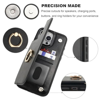 ONETOP for iPhone 16 Pro Max Wallet Case with Credit Card Holder,Black - color: Black