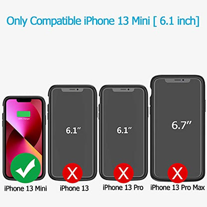 Battery Case for iPhone 13 Mini, Enhanced 6500mAh Ultra Thin Portable Protective Power Smart Charging Case Compatible with iPhone 13 Mini (5.4 inch) Rechargeable Extended Battery Charger Case (Black) - color: Black