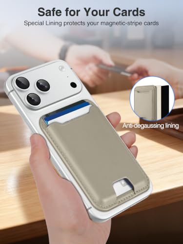 TopMade for MagSafe Wallet, Strongest Magnetic Phone Wallet, 4 Cards Holder - color: Khaki