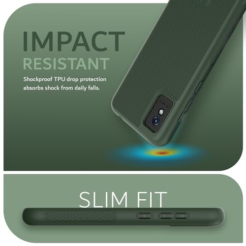 TUDIA LinnGrip Compatible with BLU Studio Mini (2023) Phone Case, [Enhanced Grip] Ultra Slim Fit Shockproof Matte TPU Soft Protective Phone Case Cover (Pine Green) - color: Pine Green