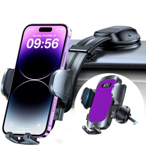 HTU Upgraded Strongest Suction No Block View Bendable Arm Car Phone Holder - color: Blue Purple